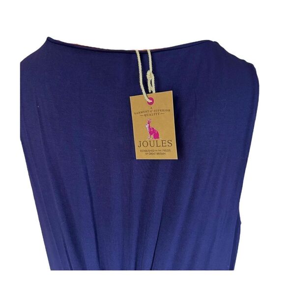 NEW Joules Tansy Maxi Dress Navy Pink Floral Cinched Waist Sleeveless Womens 12 - Picture 5 of 8